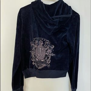 Juicy Couture velour zip up hoodie Dark Navy Blue